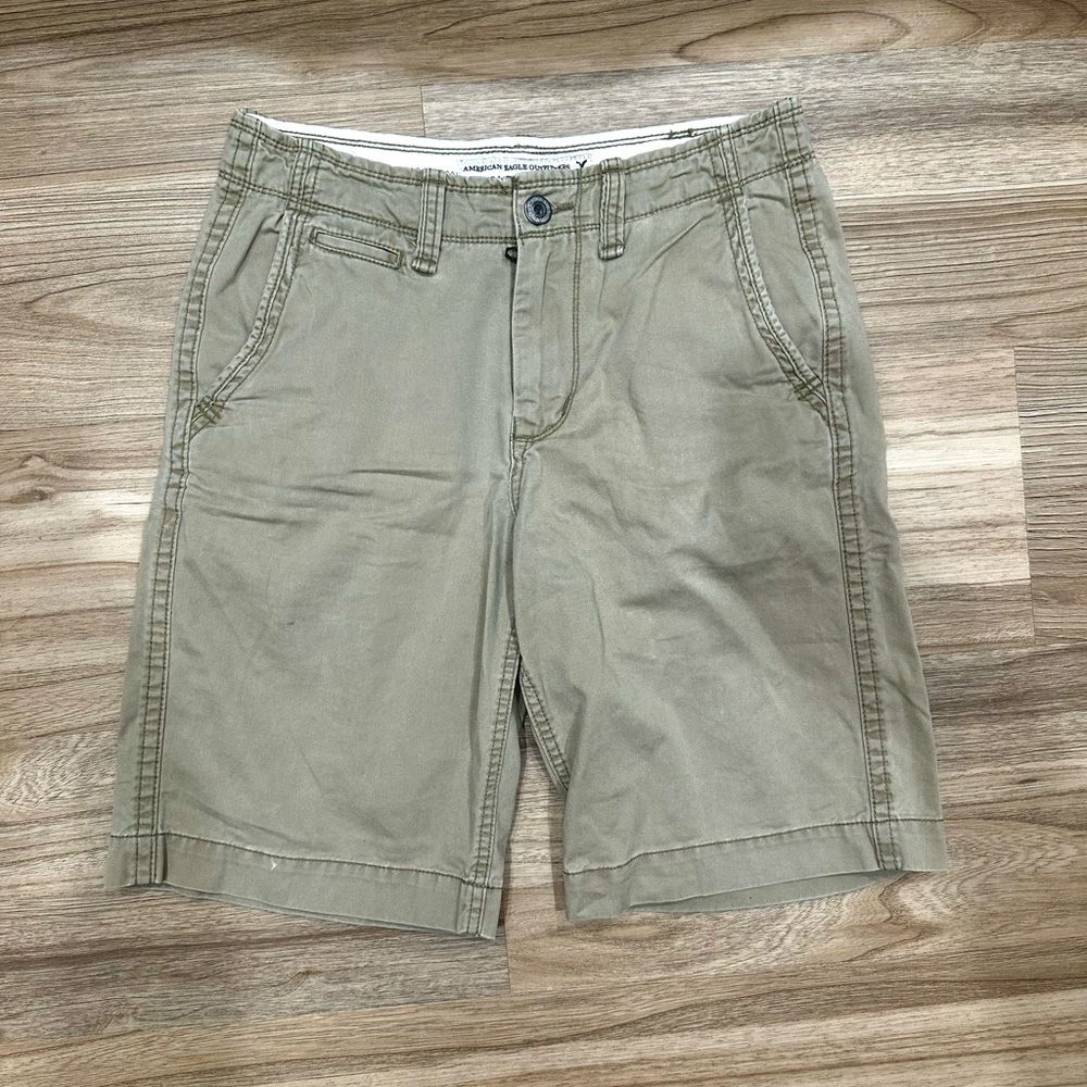 American Eagle Longboard Shorts Mens 30 Beige Khaki Flat Front Casual